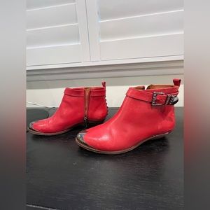 Schultz red ankle boots